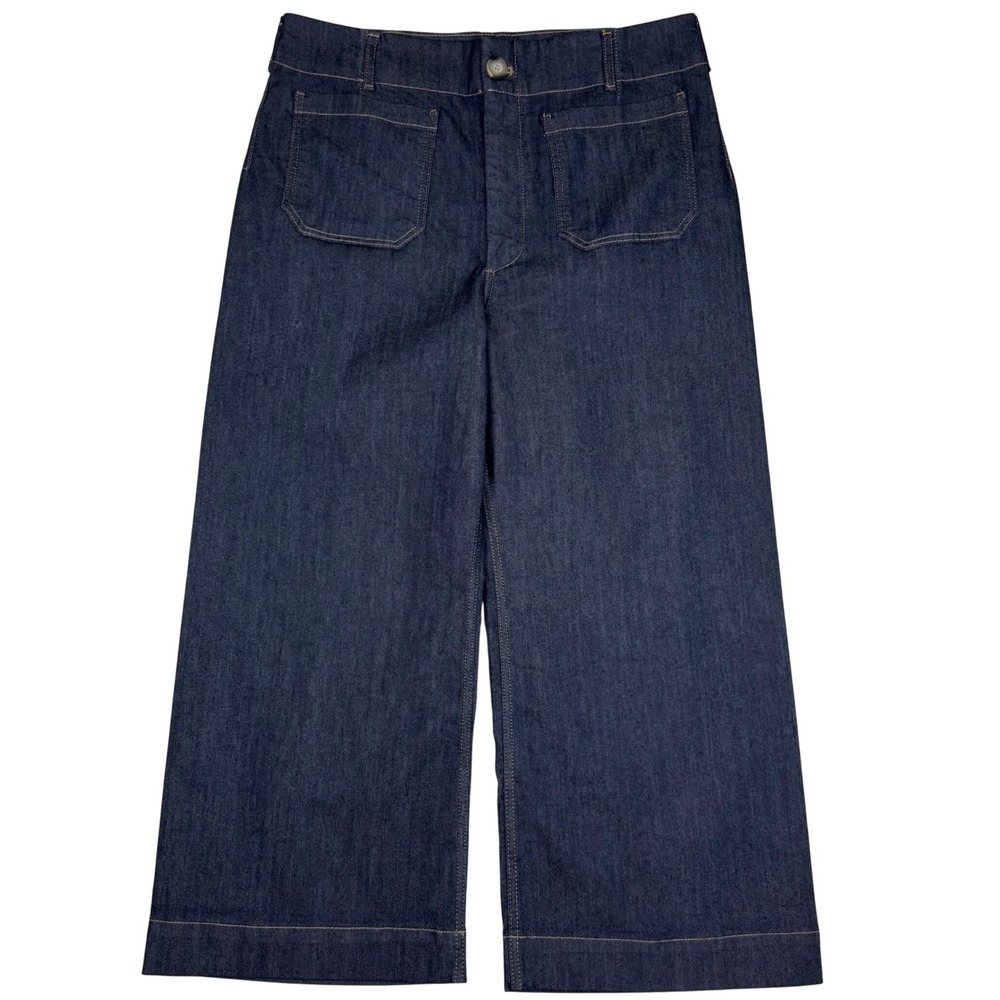 Maeve Anthropologie The Colette Wide Leg Cropped Jeans Women 34 Dark Denim Chic